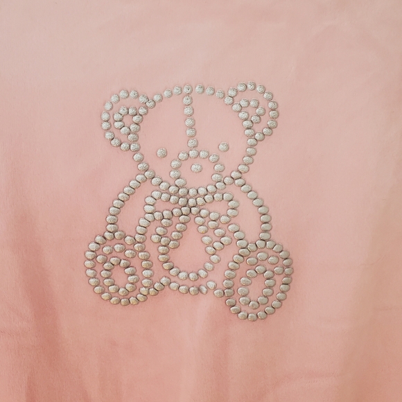 Light Pink 3T Velour Bear Two Piece Top And Pants Set New - Picture 3 of 8